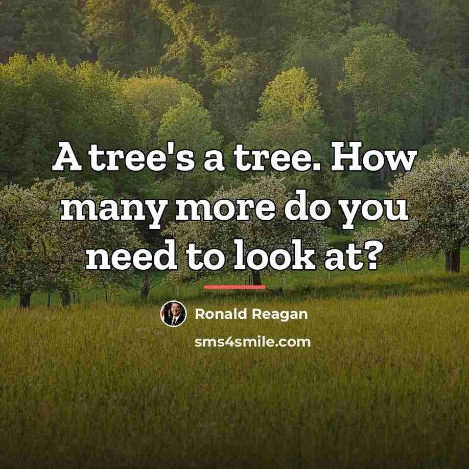 “A tree's a tree. How many more do you need…” quote by Ronald Reagan