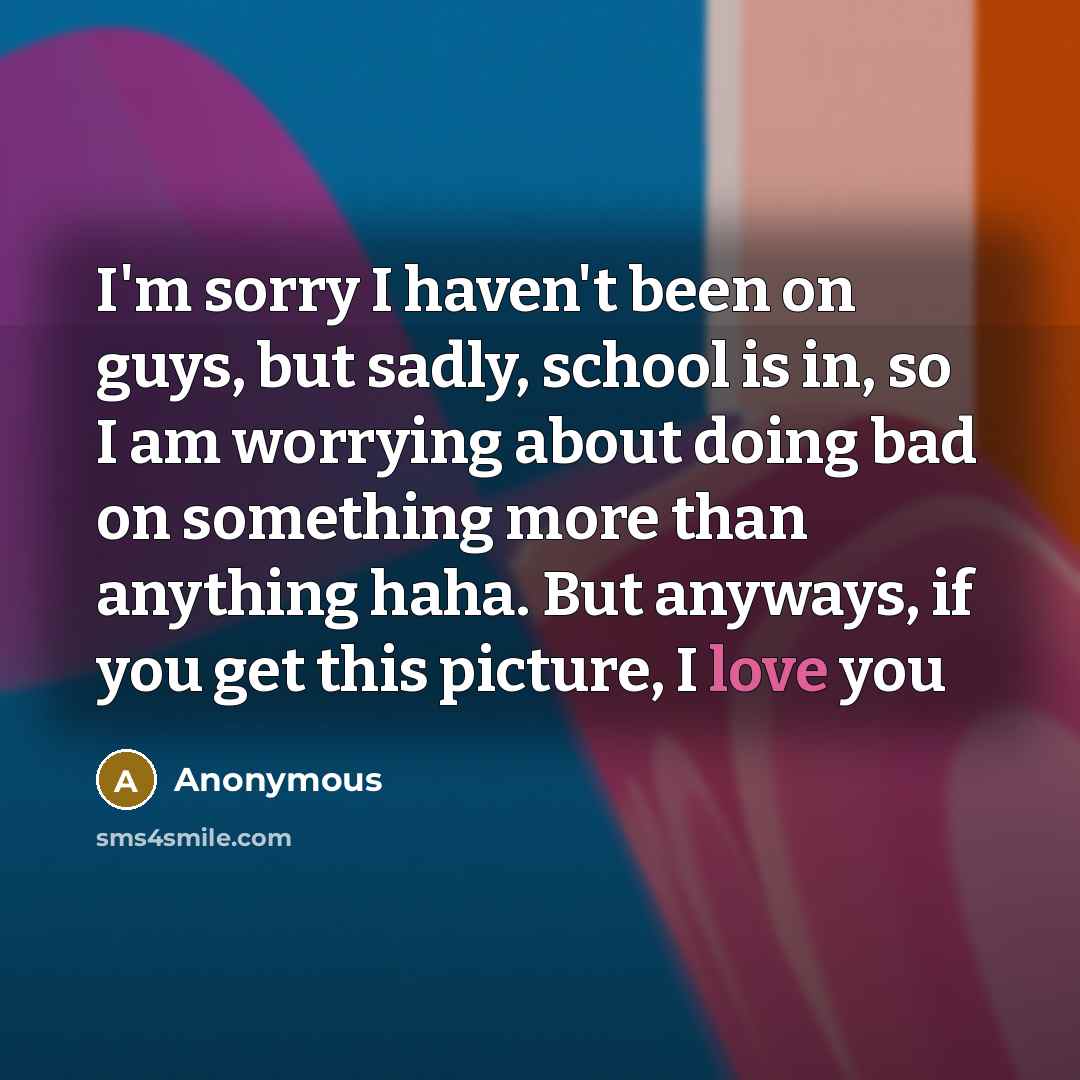 “I'm sorry I haven't been on guys, but sadly, school…” quote by Anonymous