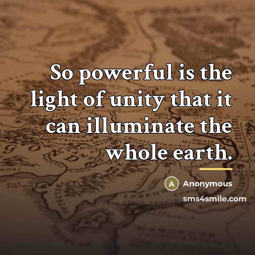 “So powerful is the light of unity that it can…” quote by Anonymous