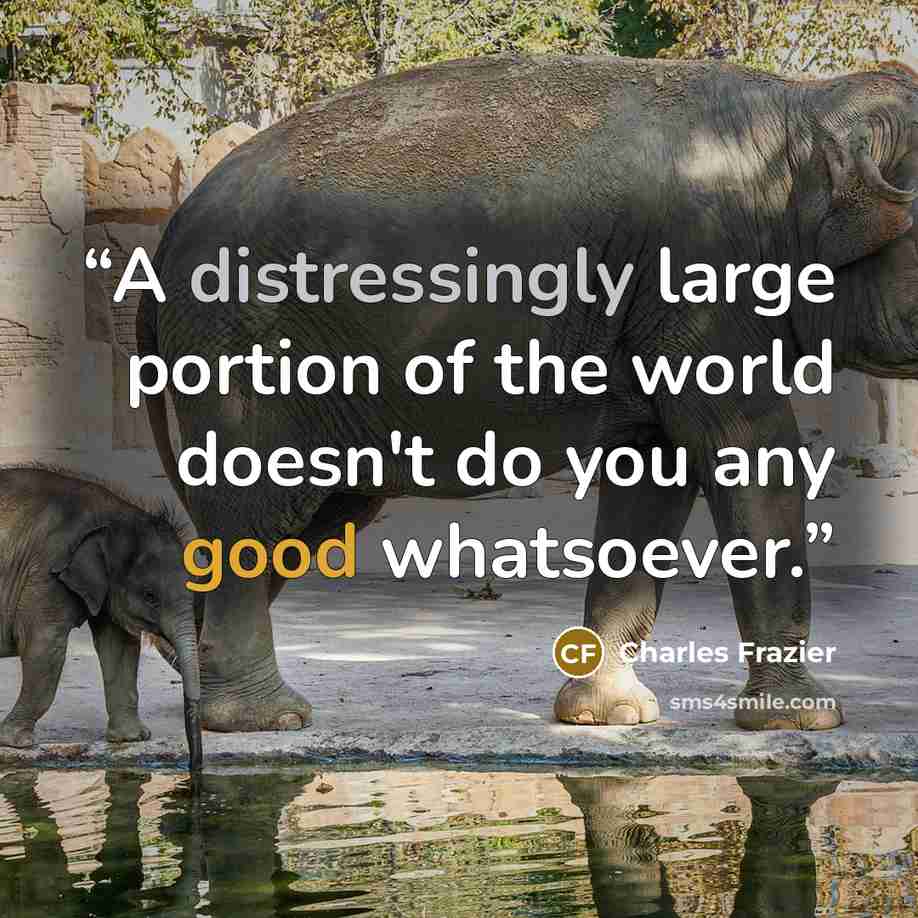 “A distressingly large portion of the world doesn't do you any good whatsoever.” quote by Charles Frazier