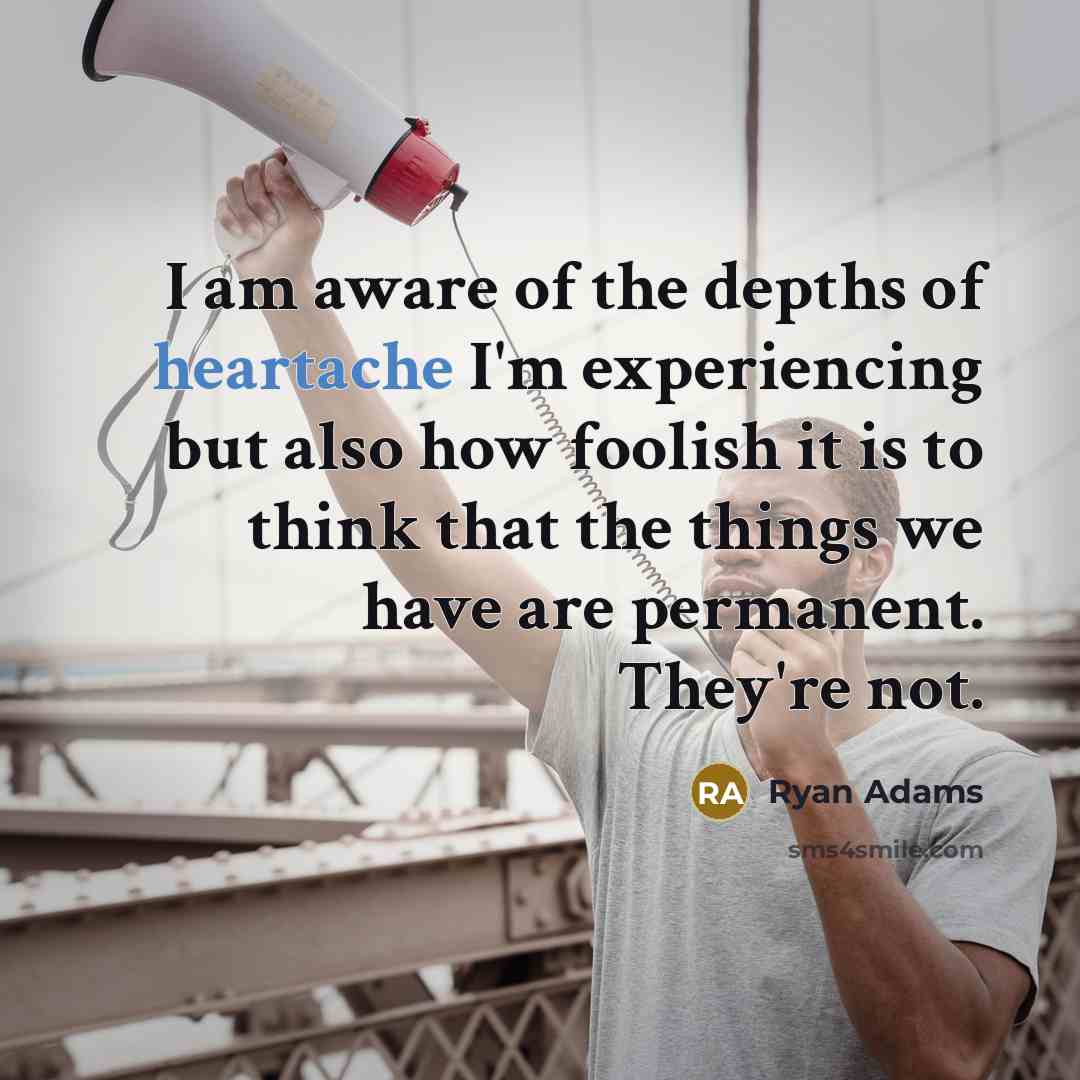 “I am aware of the depths of heartache I'm experiencing…” quote by Ryan Adams