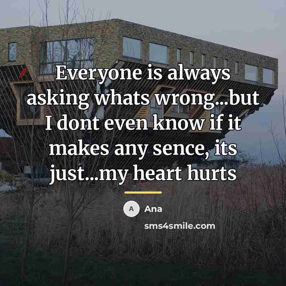 “Everyone is always asking whats wrong...but I dont even know…” quote by Ana