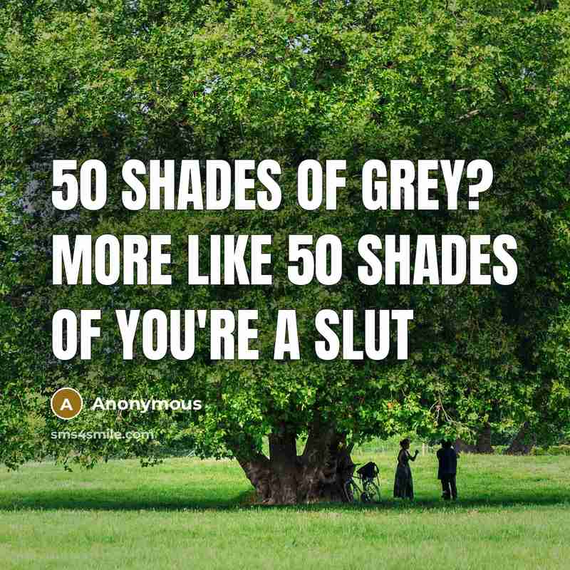 “50 shades of grey? More like 50 shades of you're a slut” quote by Anonymous