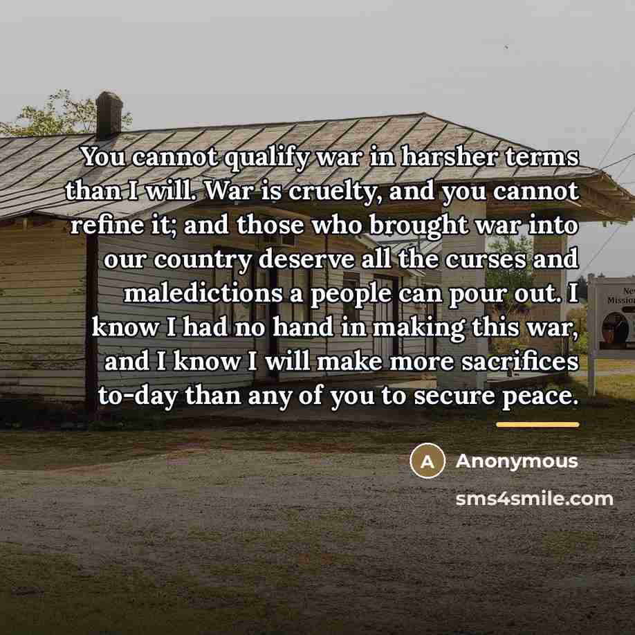 “You cannot qualify war in harsher terms than I will.…” quote by Anonymous