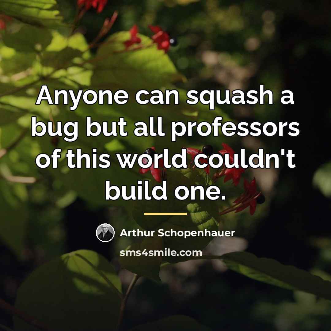 “Anyone can squash a bug but all professors of this…” quote by Arthur Schopenhauer