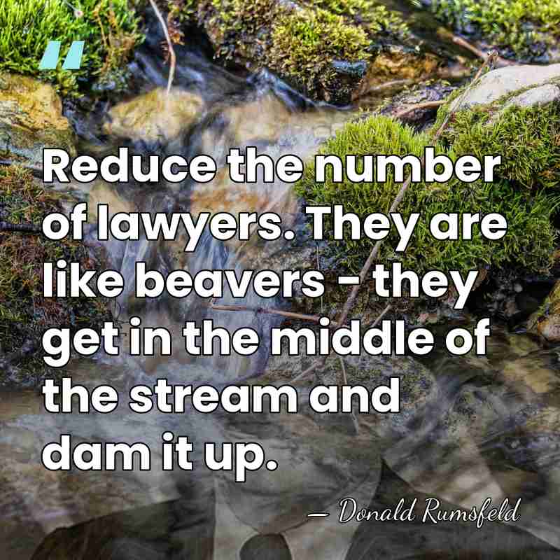 Reduce the number of lawyers. They are like beavers - they get&hellip; - Donald Rumsfeld