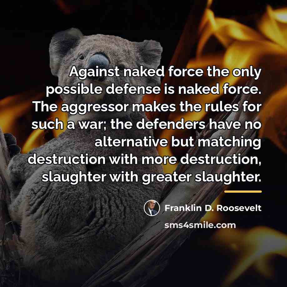 “Against naked force the only possible defense is naked force.…” quote by Franklin D. Roosevelt