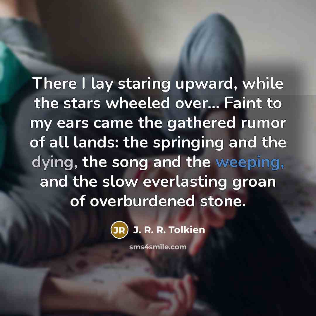 “There I lay staring upward, while the stars wheeled over...…” quote by J. R. R. Tolkien