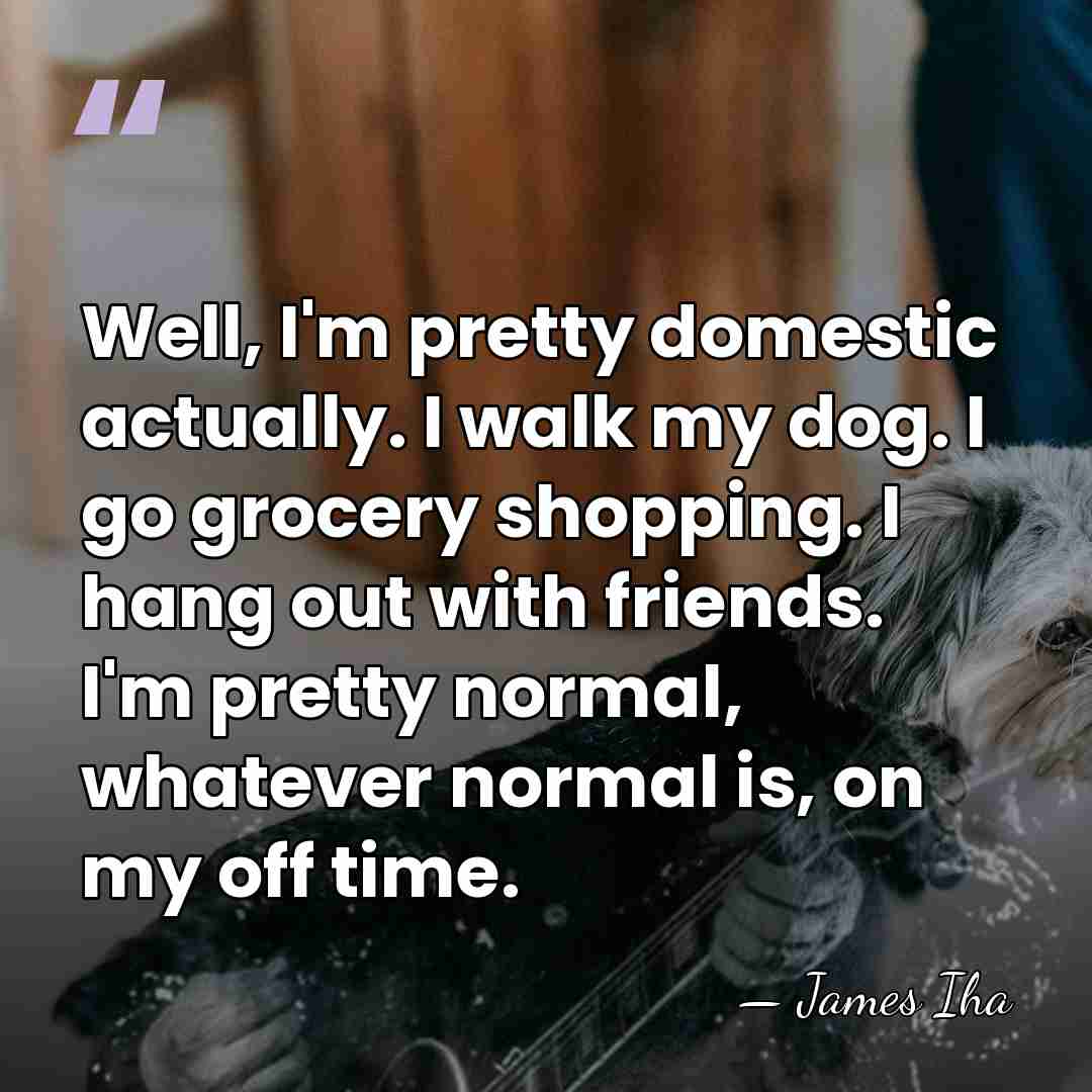 Well, I'm pretty domestic actually. I walk my dog. I go grocery&hellip; - James Iha
