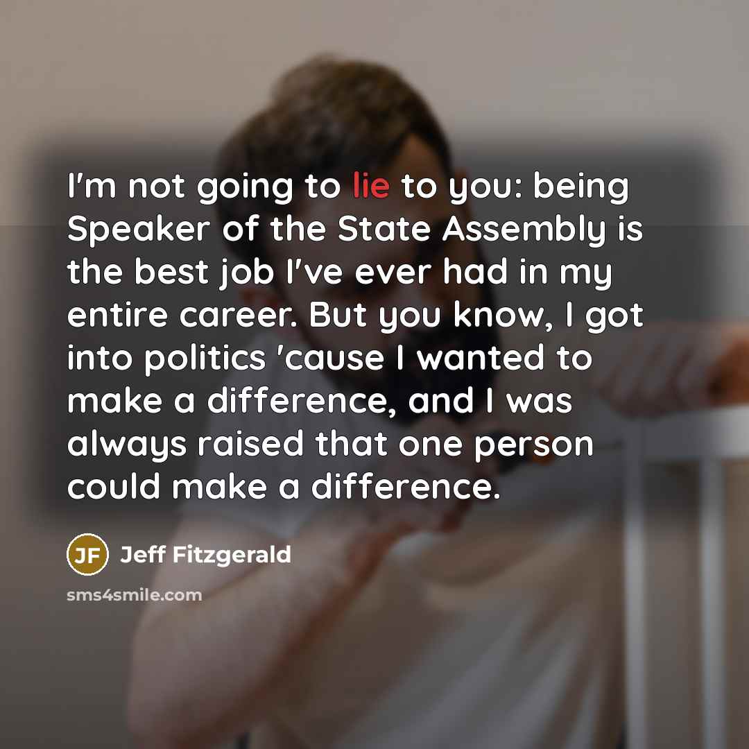 “I'm not going to lie to you: being Speaker of…” quote by Jeff Fitzgerald