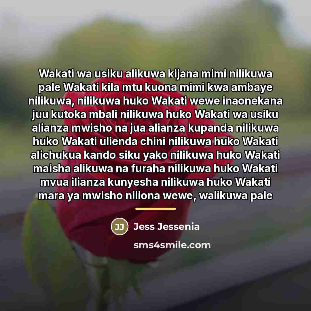 “Wakati wa usiku alikuwa kijana mimi nilikuwa pale Wakati kila…” quote by Jess Jessenia