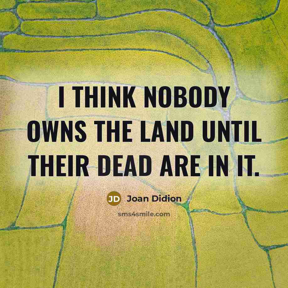 “I think nobody owns the land until their dead are…” quote by Joan Didion