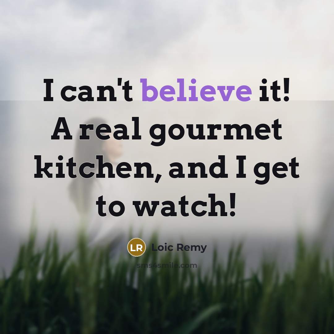 “I can't believe it! A real gourmet kitchen, and I…” quote by Loic Remy