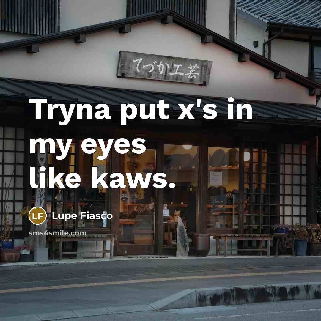 “Tryna put x's in my eyes like kaws.…” quote by Lupe Fiasco