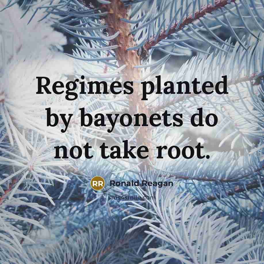 “Regimes planted by bayonets do not take root.…” quote by Ronald Reagan