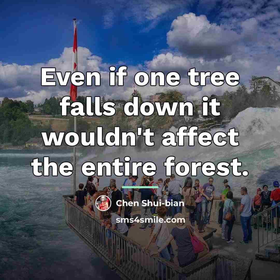 “Even if one tree falls down it wouldn't affect the…” quote by Chen Shui-bian