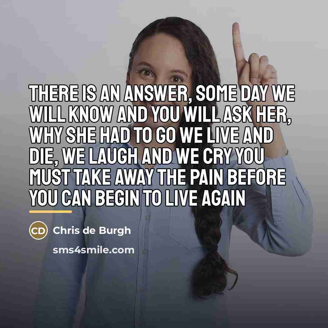 “There is an answer, some day we will know And…” quote by Chris de Burgh