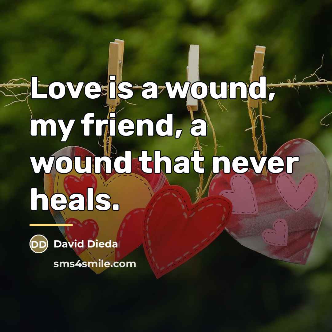 “Love is a wound, my friend, a wound that never…” quote by David Dieda