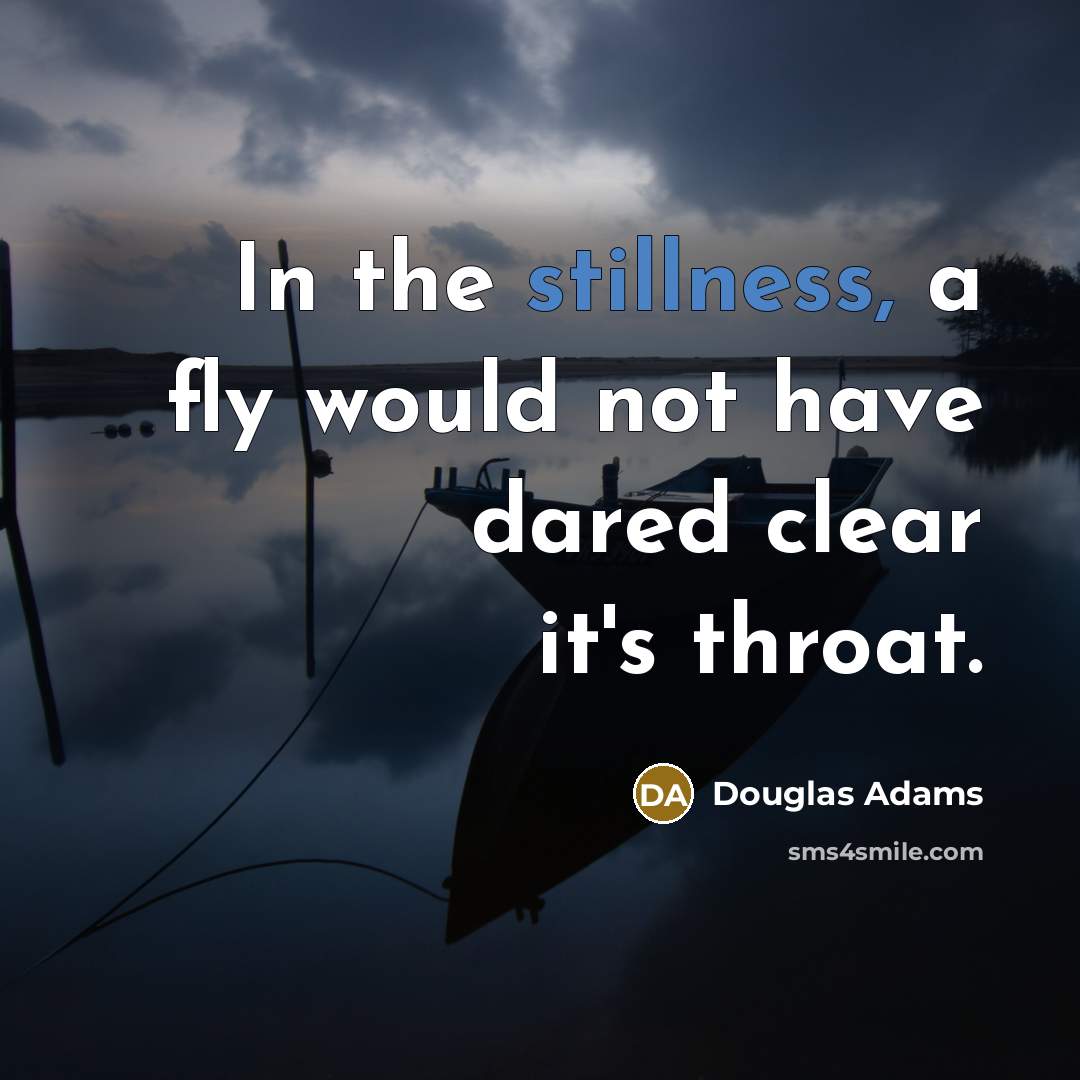“In the stillness, a fly would not have dared clear…” quote by Douglas Adams