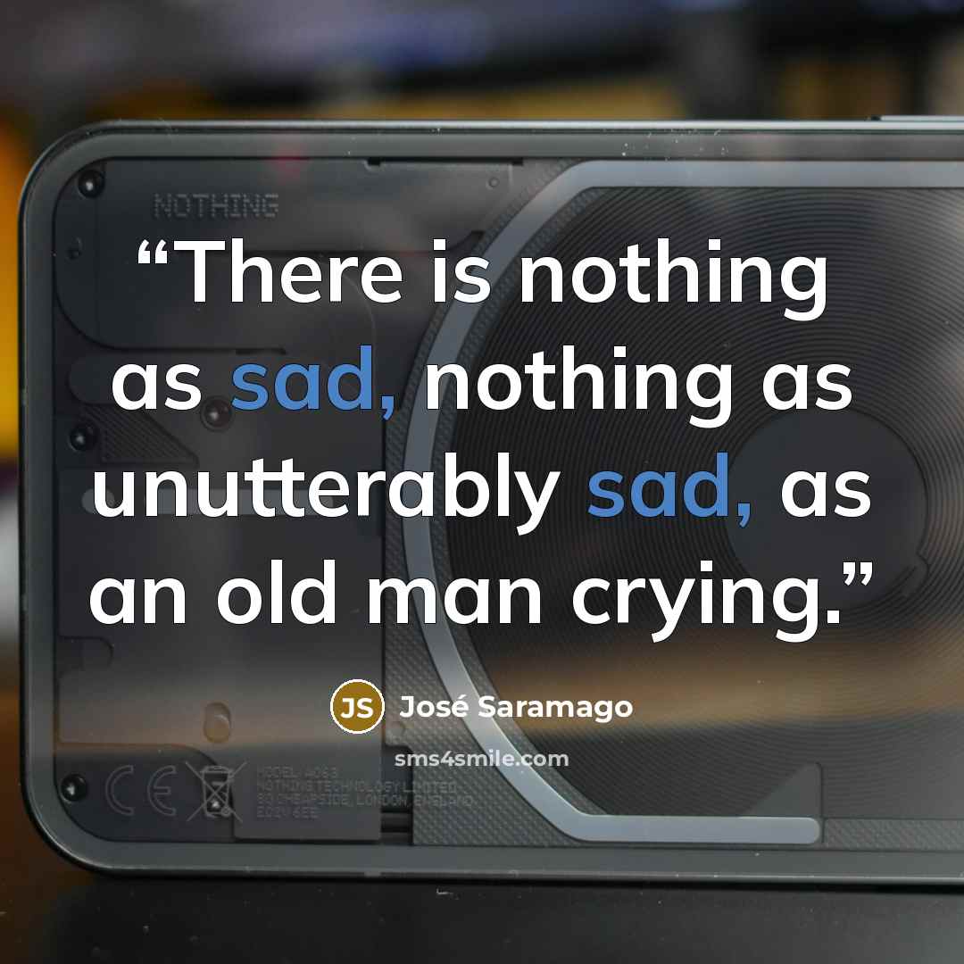 “There is nothing as sad, nothing as unutterably sad, as an old man crying.” quote by José Saramago