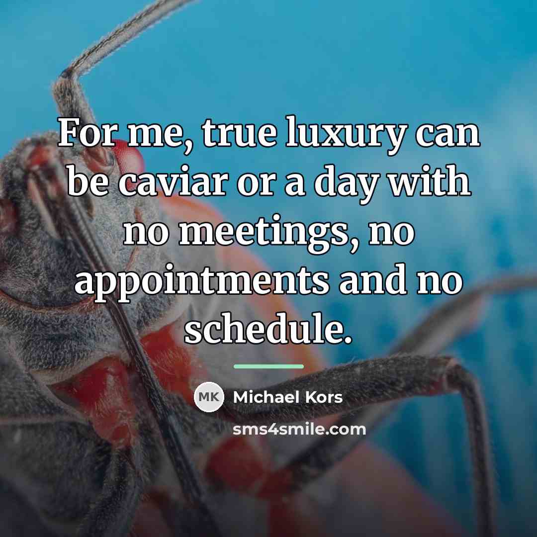 “For me, true luxury can be caviar or a day…” quote by Michael Kors