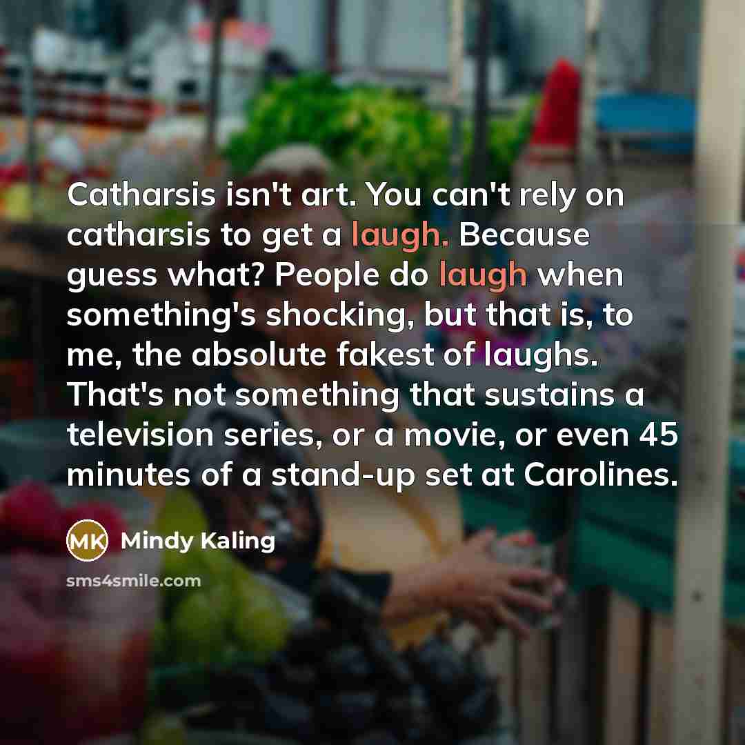 “Catharsis isn't art. You can't rely on catharsis to get…” quote by Mindy Kaling