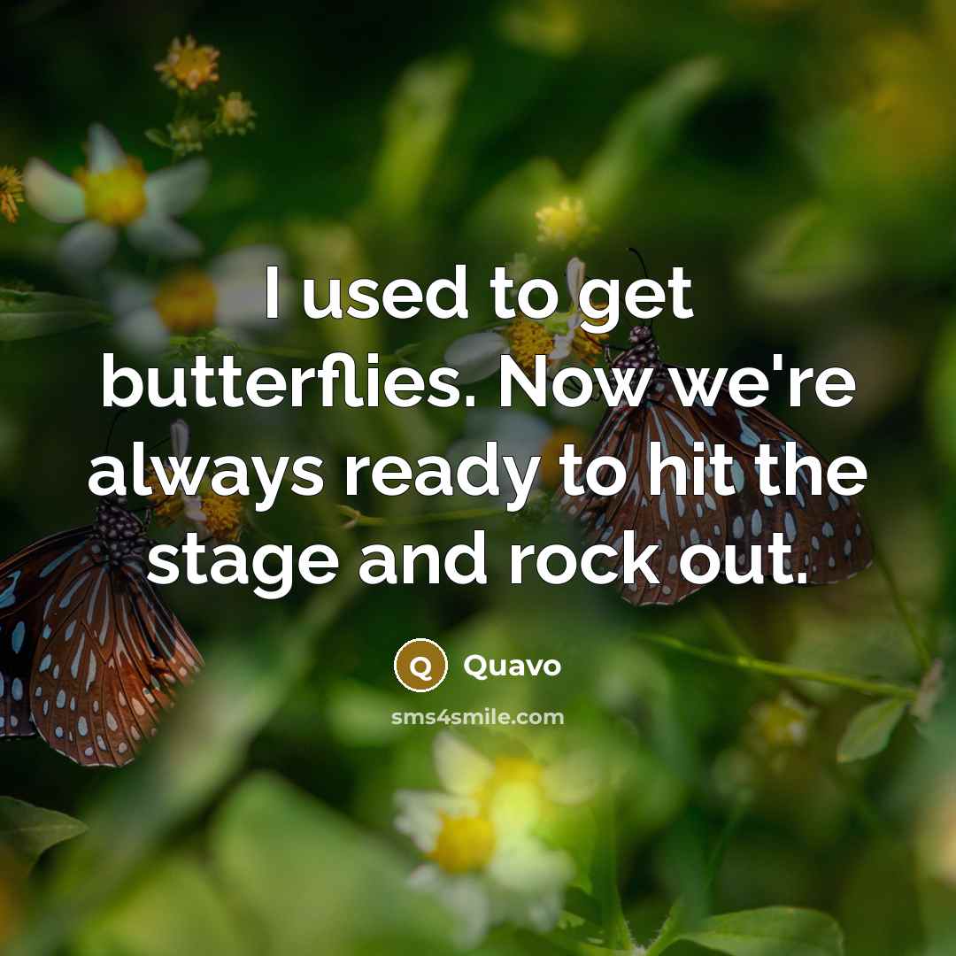 “I used to get butterflies. Now we're always ready to…” quote by Quavo