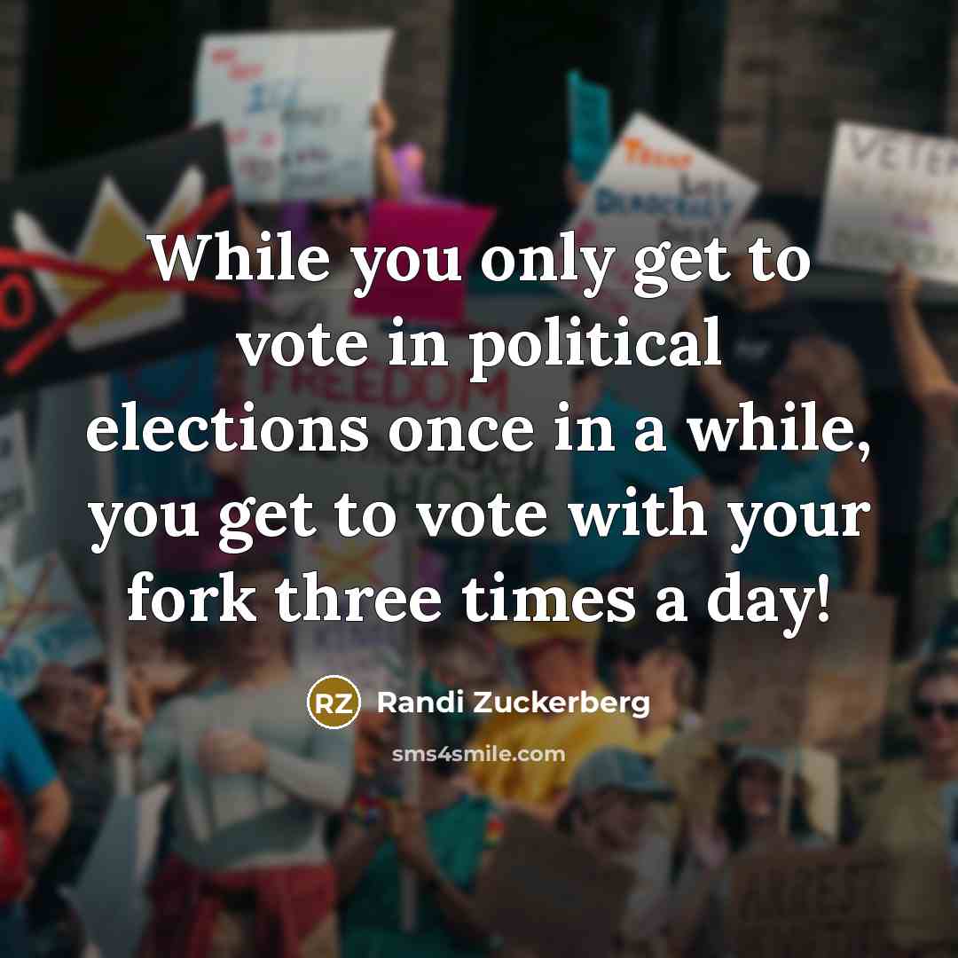 “While you only get to vote in political elections once…” quote by Randi Zuckerberg