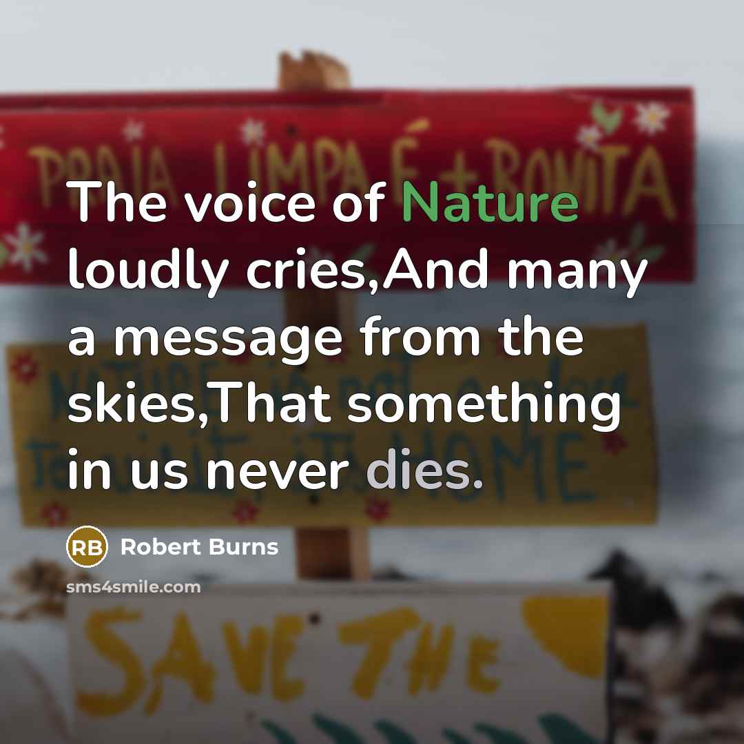 “The voice of Nature loudly cries,And many a message from the skies,That something in us never dies.” quote by Robert Burns