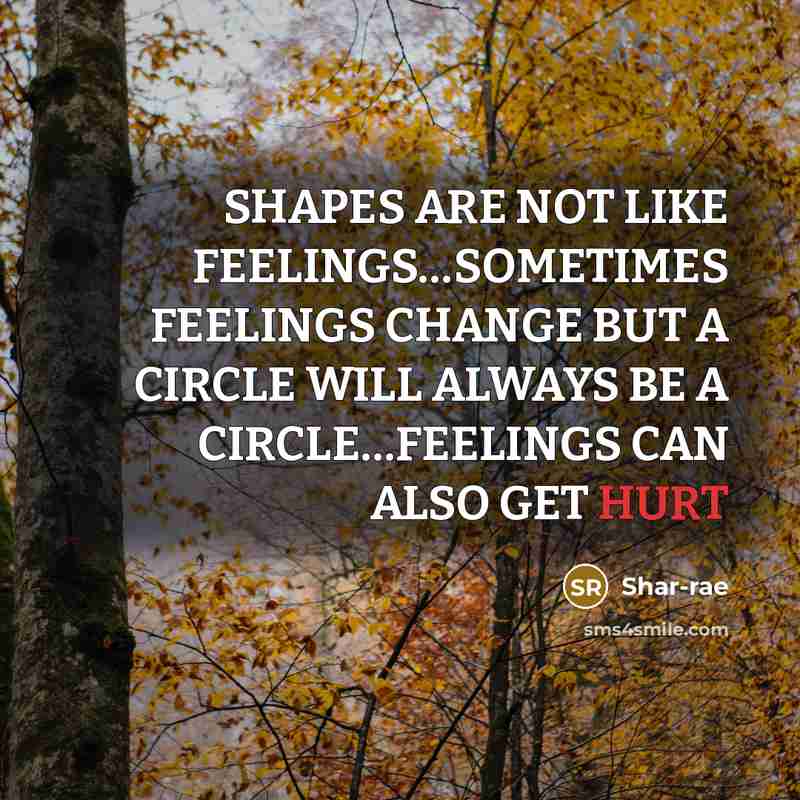 “SHAPES ARE NOT LIKE FEELINGS......SOMETIMES FEELINGS CHANGE BUT A CIRCLE…” quote by Shar-rae