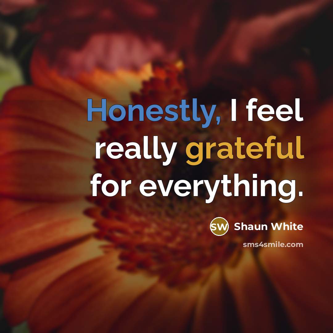 “Honestly, I feel really grateful for everything.” quote by Shaun White