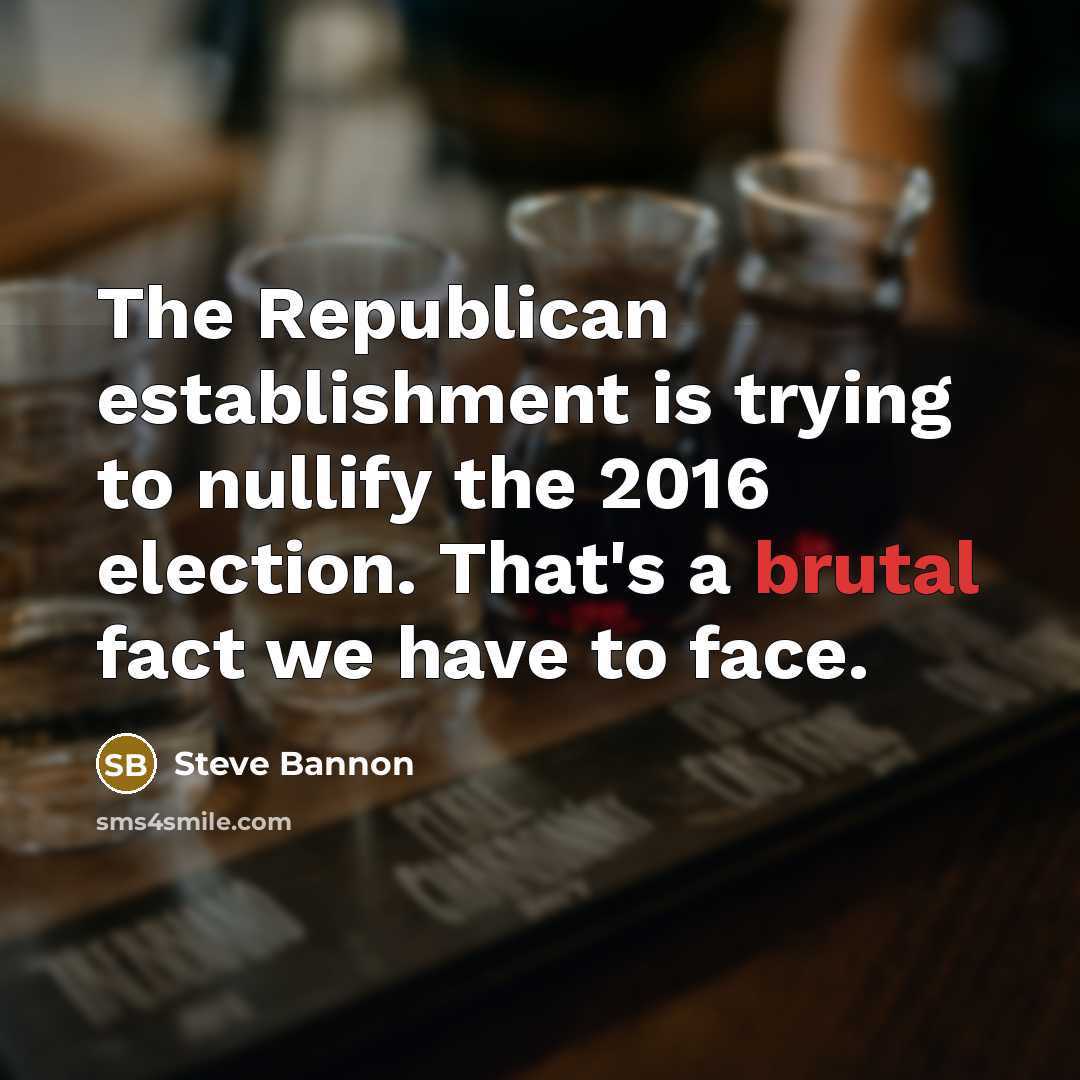 “The Republican establishment is trying to nullify the 2016 election.…” quote by Steve Bannon