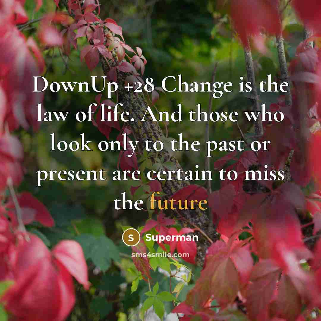 “DownUp +28 Change is the law of life. And those…” quote by Superman