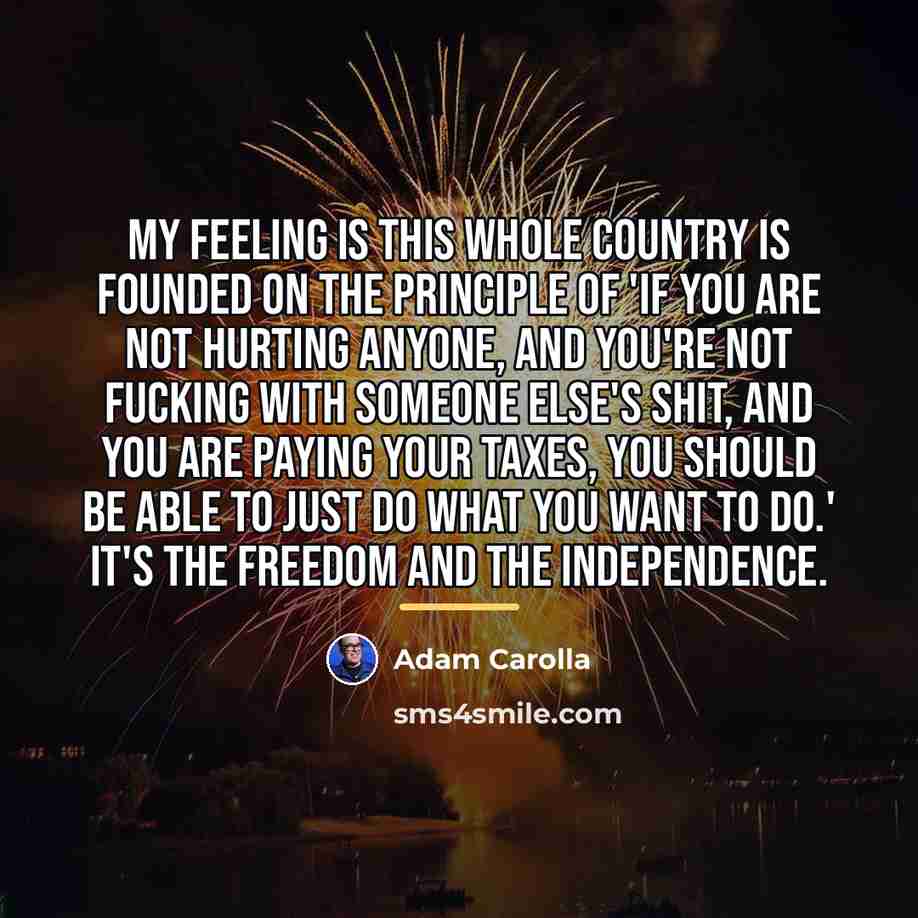 “My feeling is this whole country is founded on the…” quote by Adam Carolla