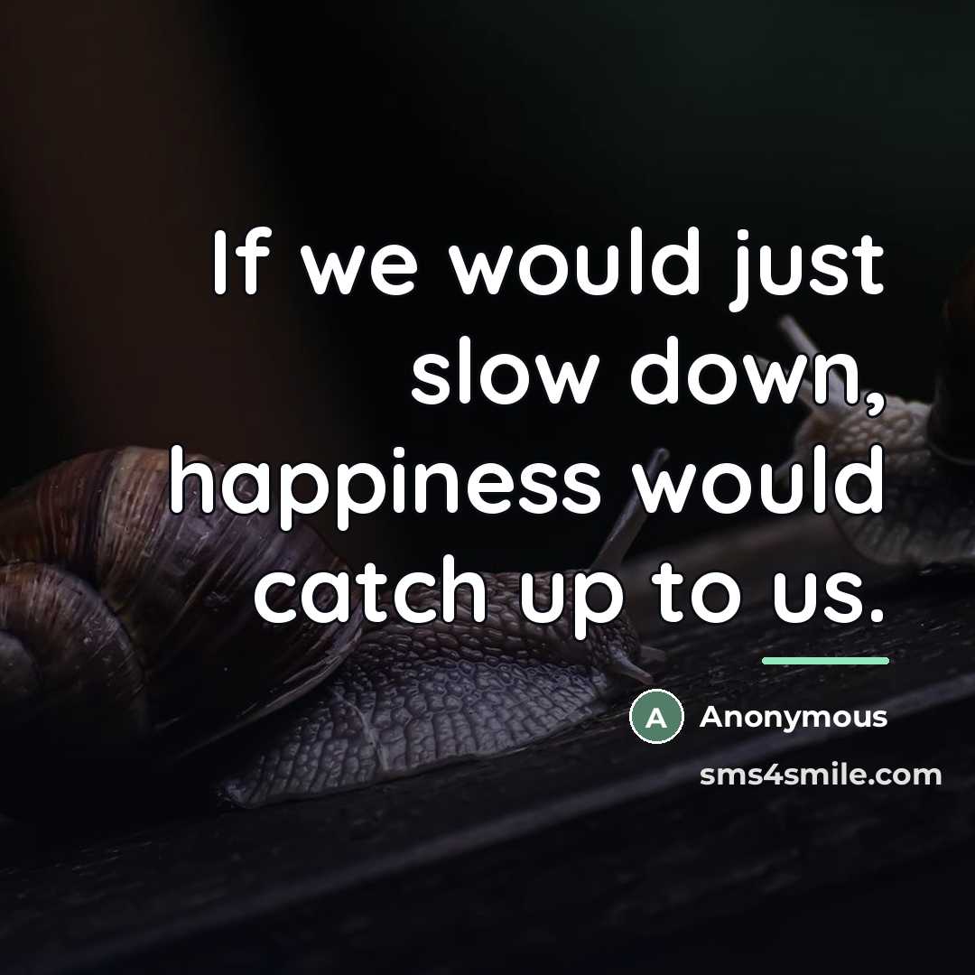 “If we would just slow down, happiness would catch up…” quote by Anonymous