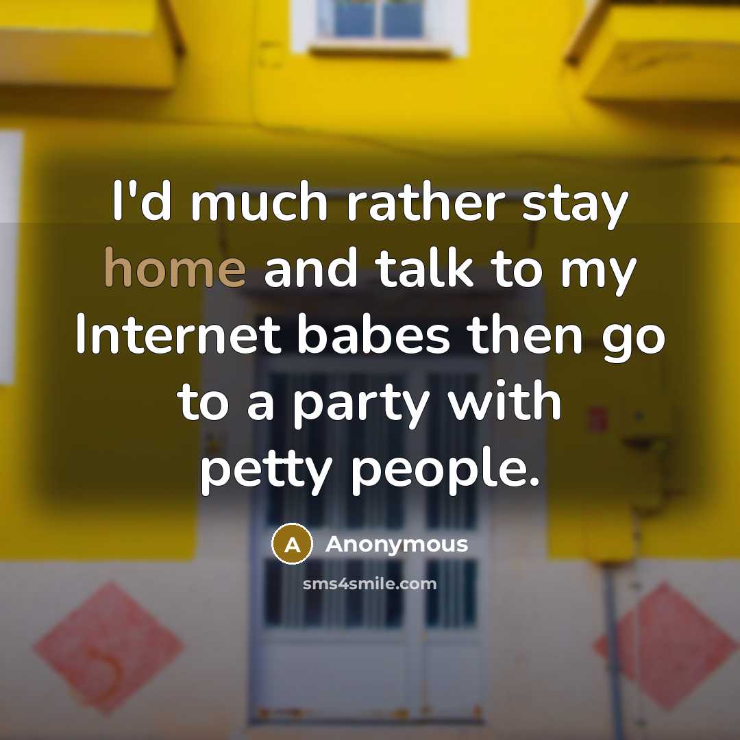 “I'd much rather stay home and talk to my Internet…” quote by Anonymous