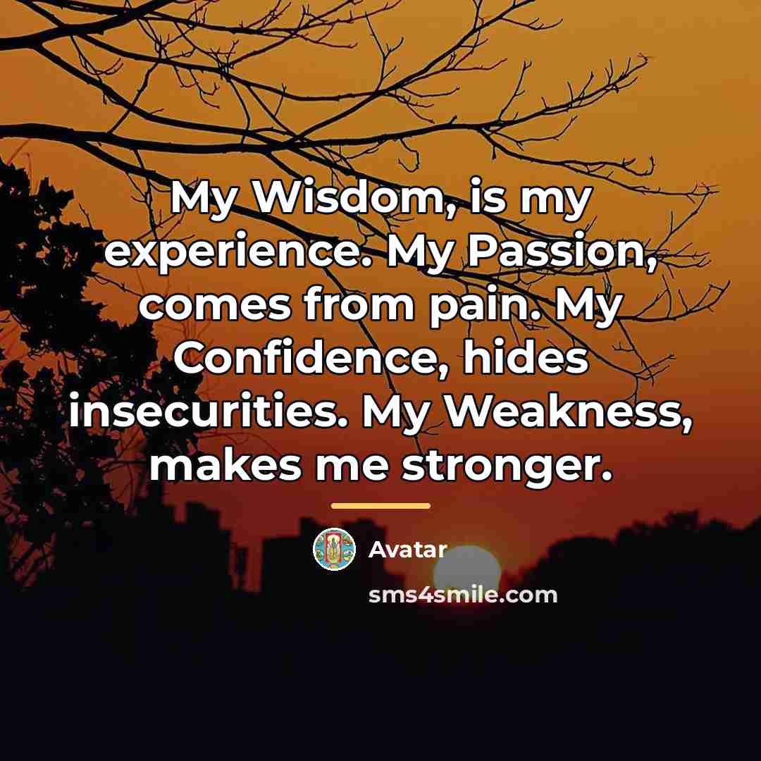 “My Wisdom, is my experience. My Passion, comes from pain.…” quote by Avatar