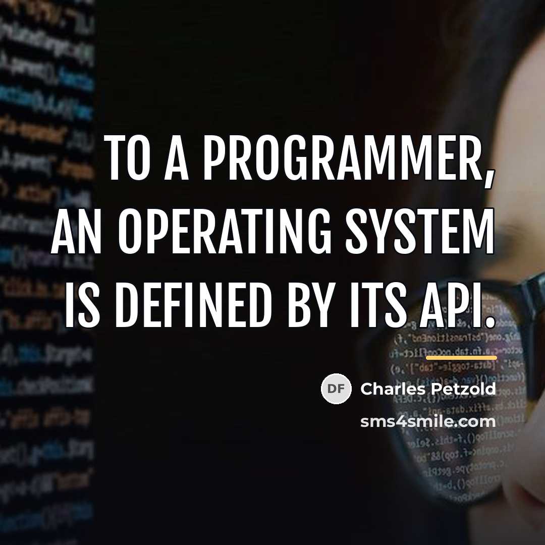 “To a programmer, an operating system is defined by its…” quote by Charles Petzold