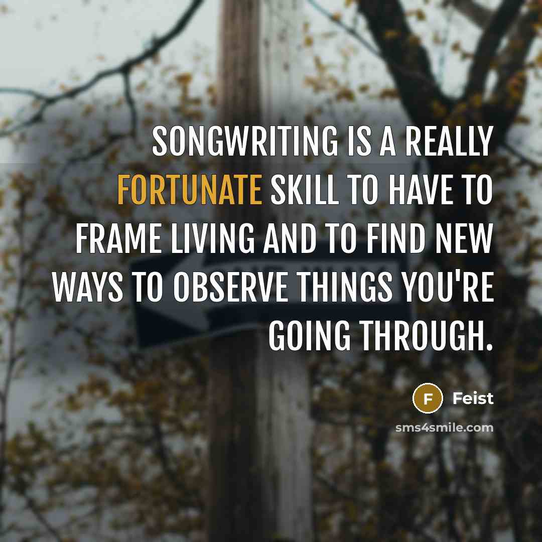 “Songwriting is a really fortunate skill to have to frame…” quote by Feist