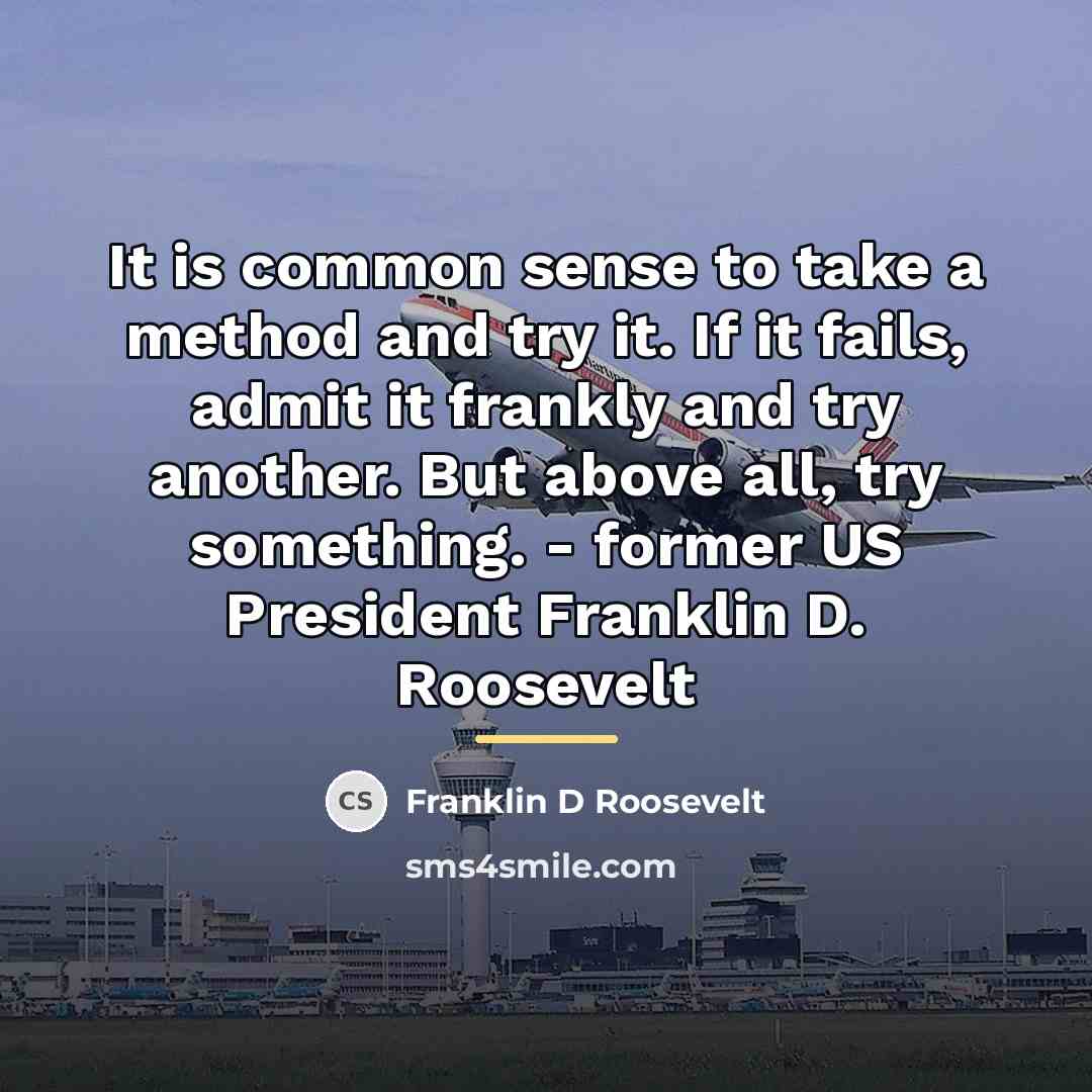 “It is common sense to take a method and try…” quote by Franklin D Roosevelt