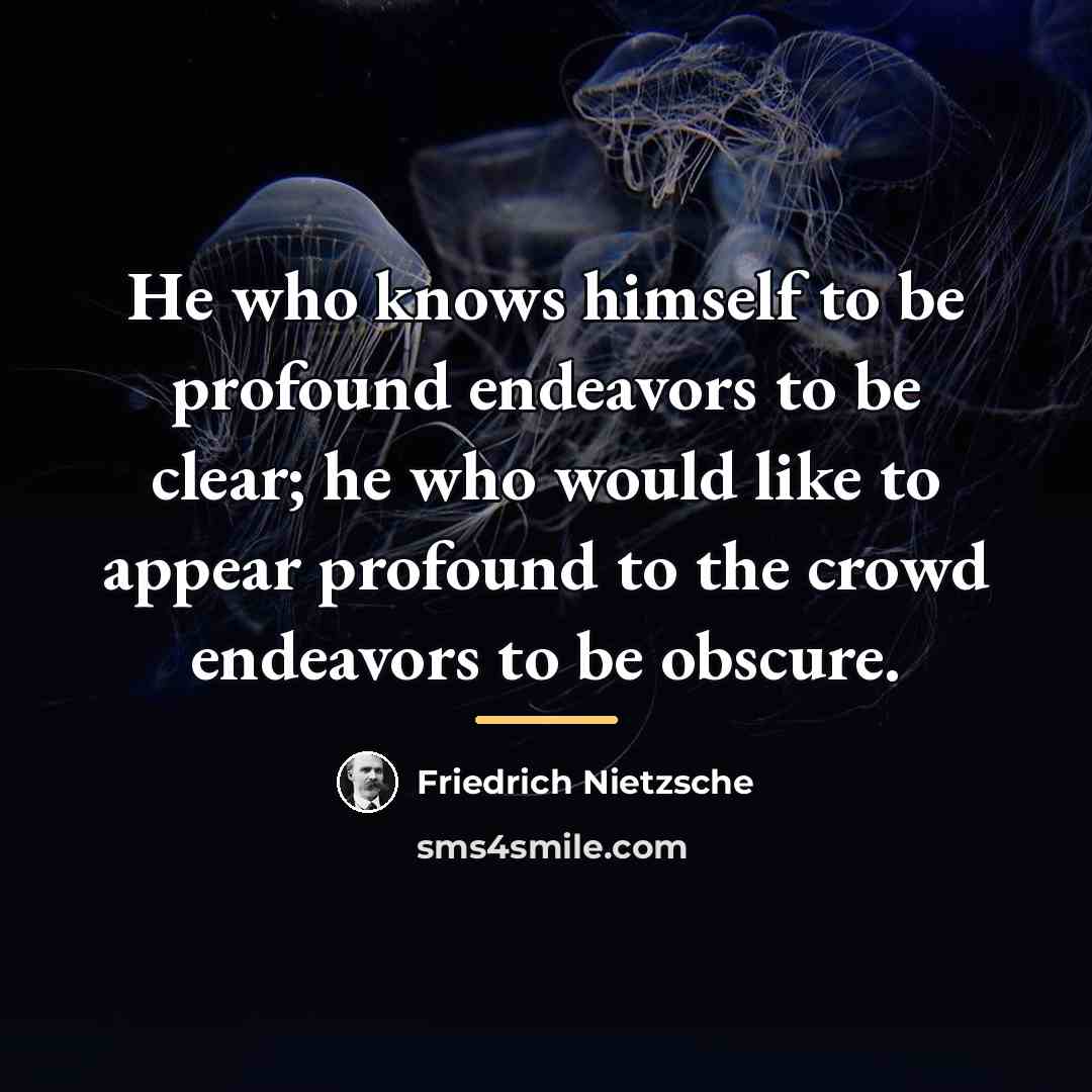 “He who knows himself to be profound endeavors to be…” quote by Friedrich Nietzsche