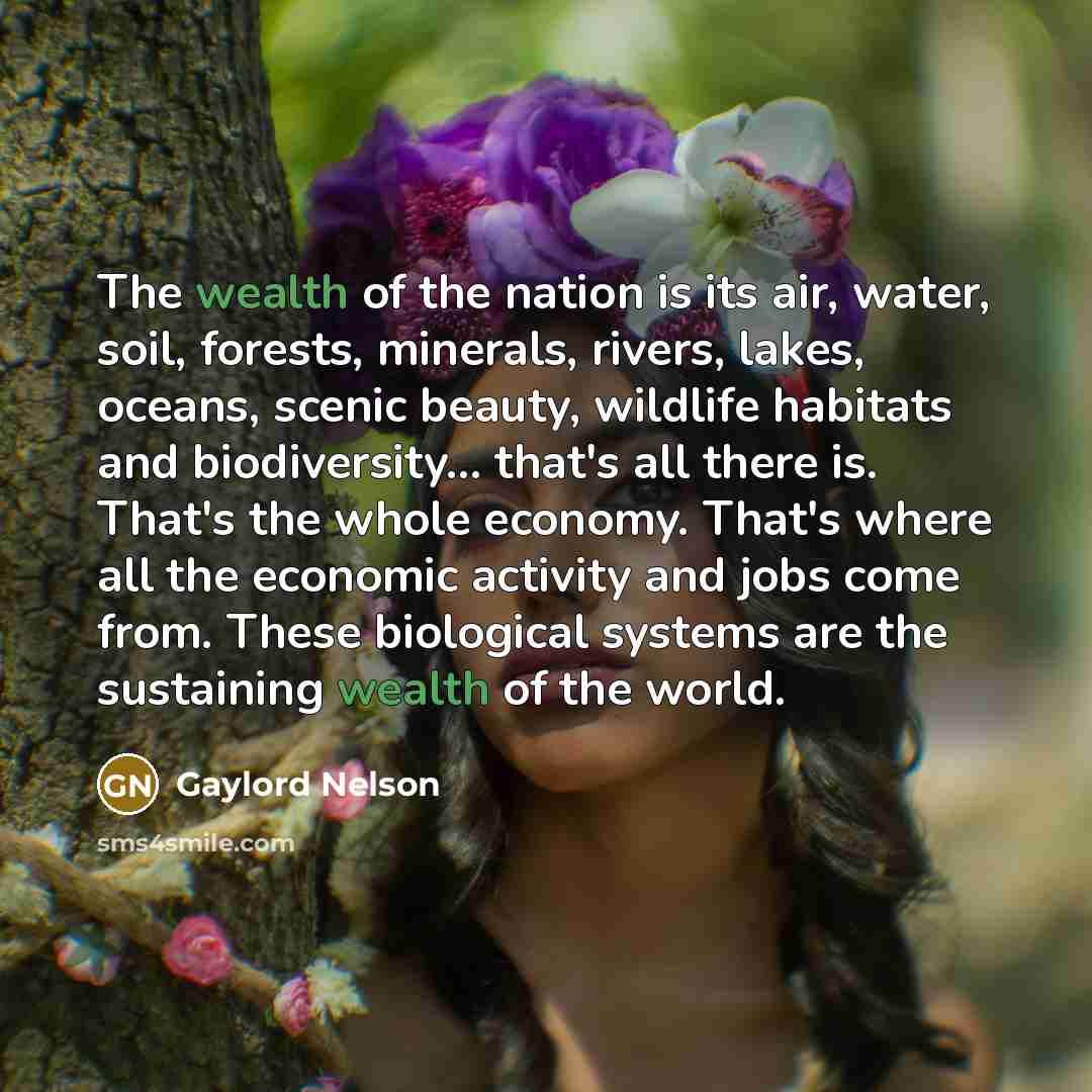 “The wealth of the nation is its air, water, soil,…” quote by Gaylord Nelson