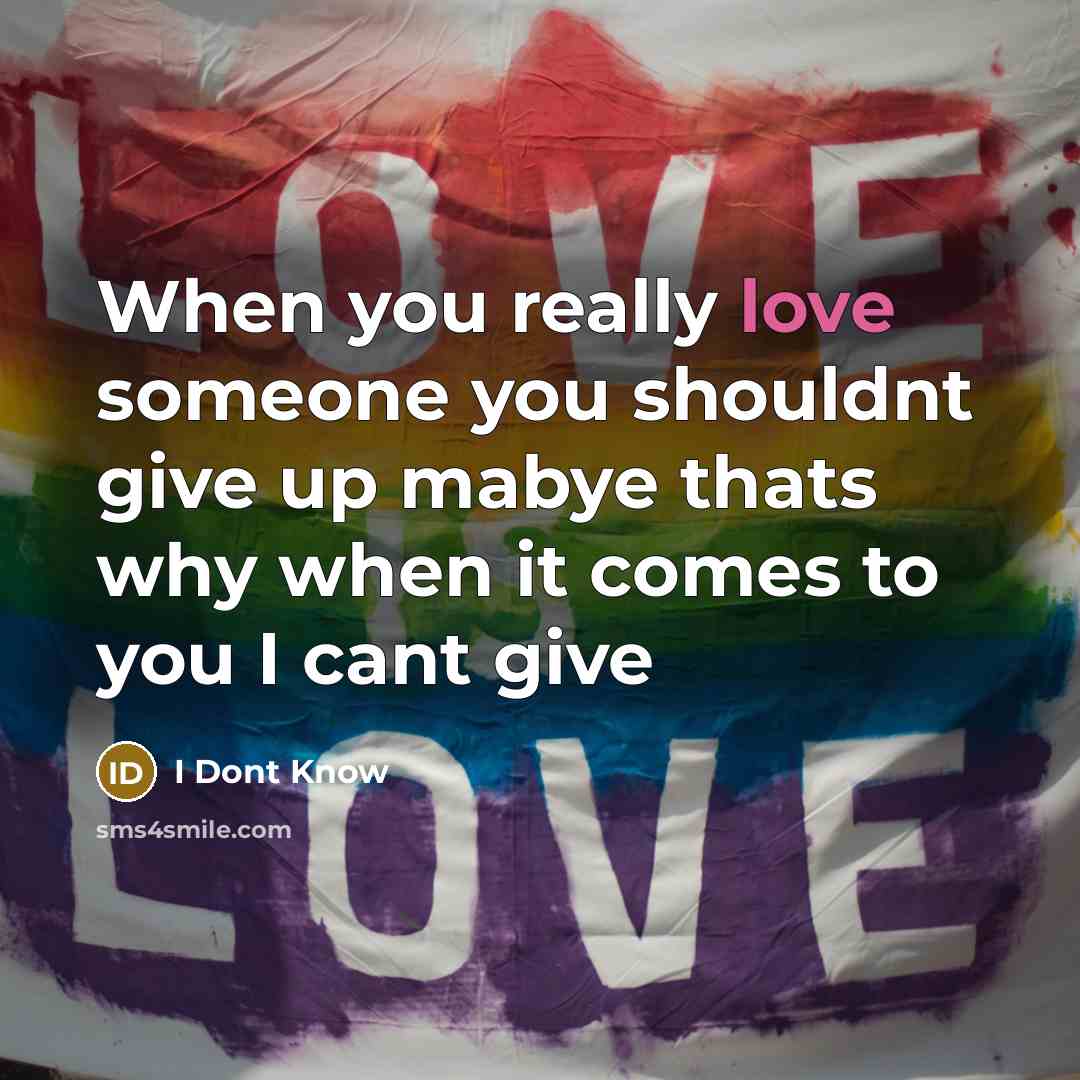 “When you really love someone you shouldnt give up mabye…” quote by I Dont Know