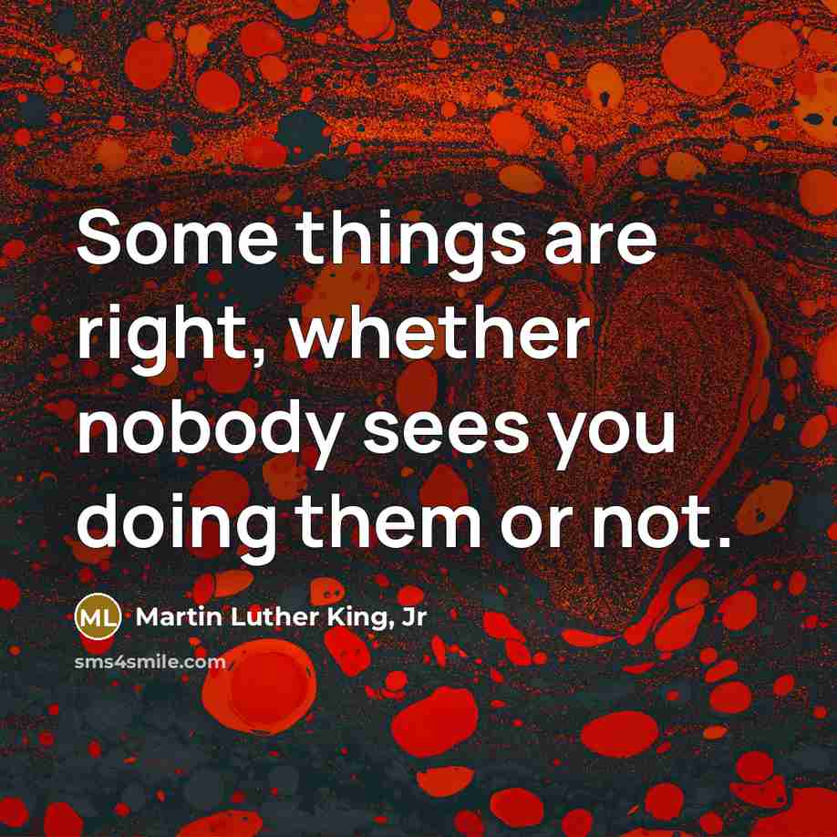 “Some things are right, whether nobody sees you doing them…” quote by Martin Luther King, Jr