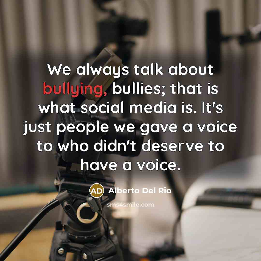 “We always talk about bullying, bullies; that is what social…” quote by Alberto Del Rio