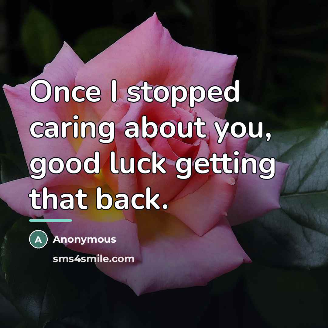 “Once I stopped caring about you, good luck getting that…” quote by Anonymous