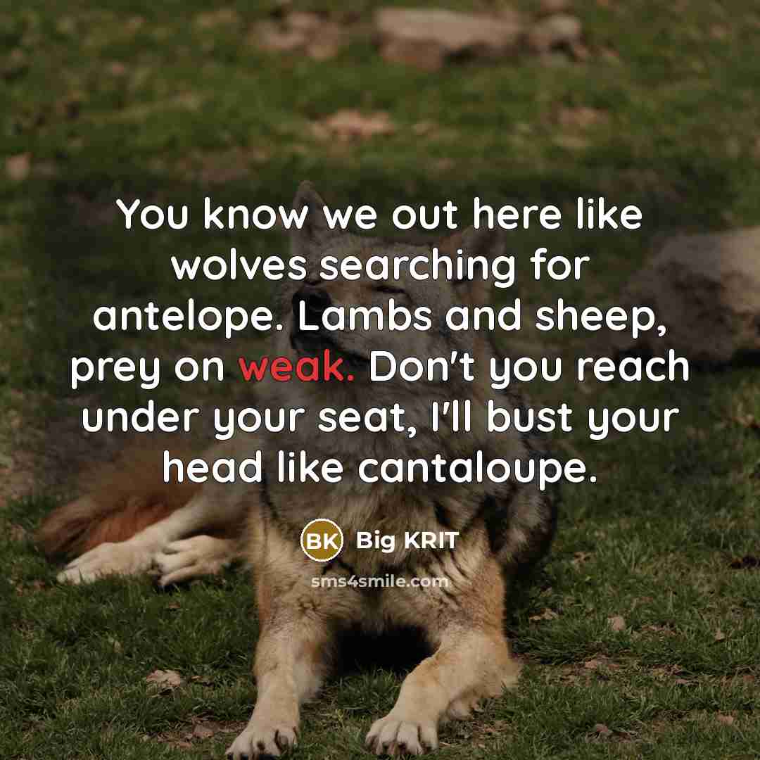 “You know we out here like wolves searching for antelope.…” quote by Big Krit
