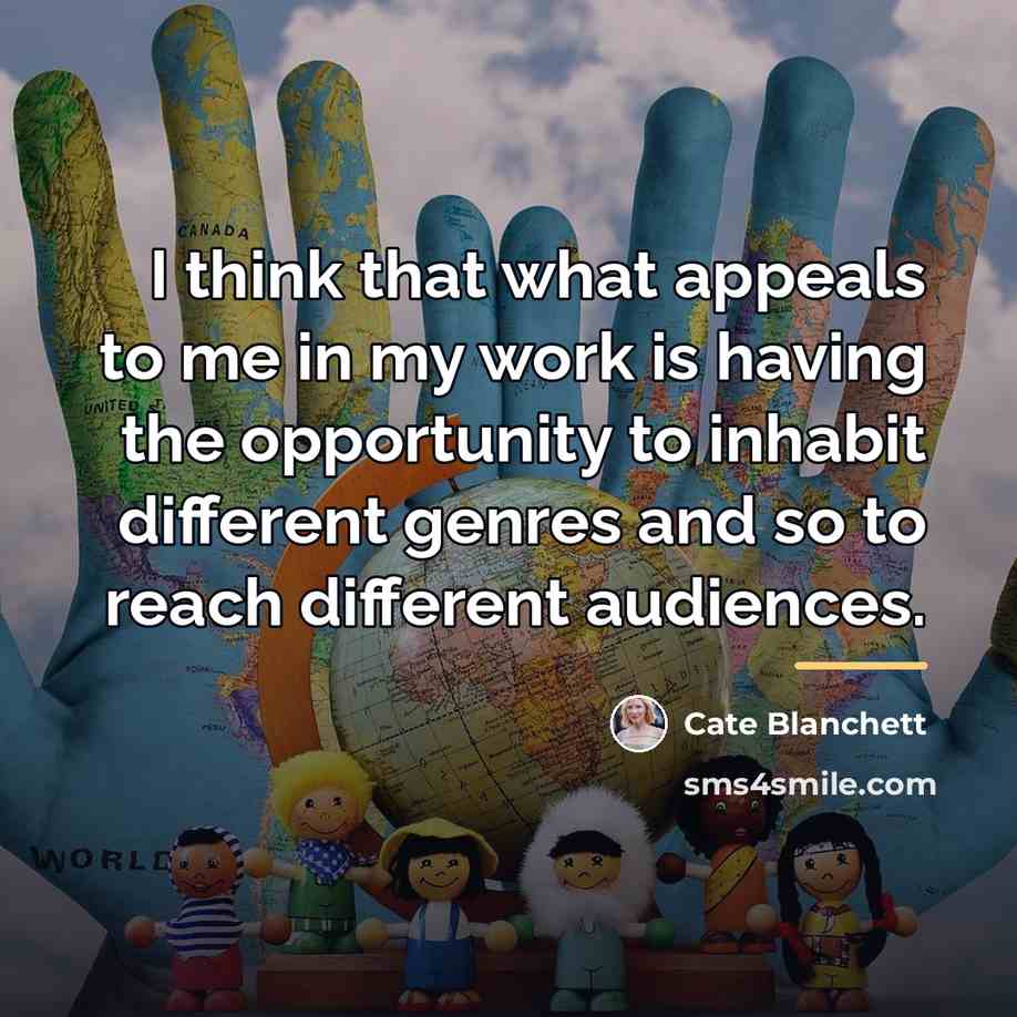 “I think that what appeals to me in my work…” quote by Cate Blanchett