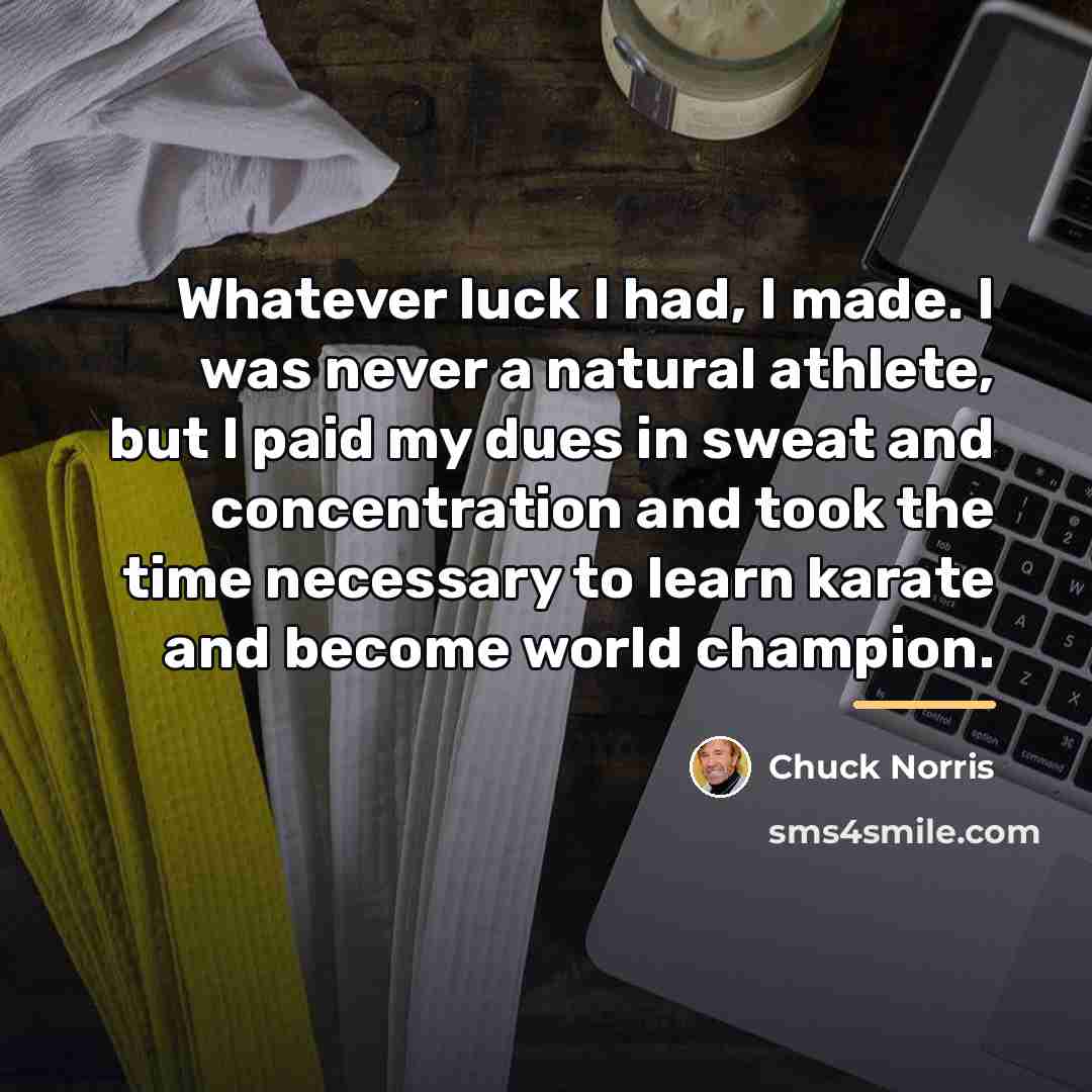 “Whatever luck I had, I made. I was never a…” quote by Chuck Norris