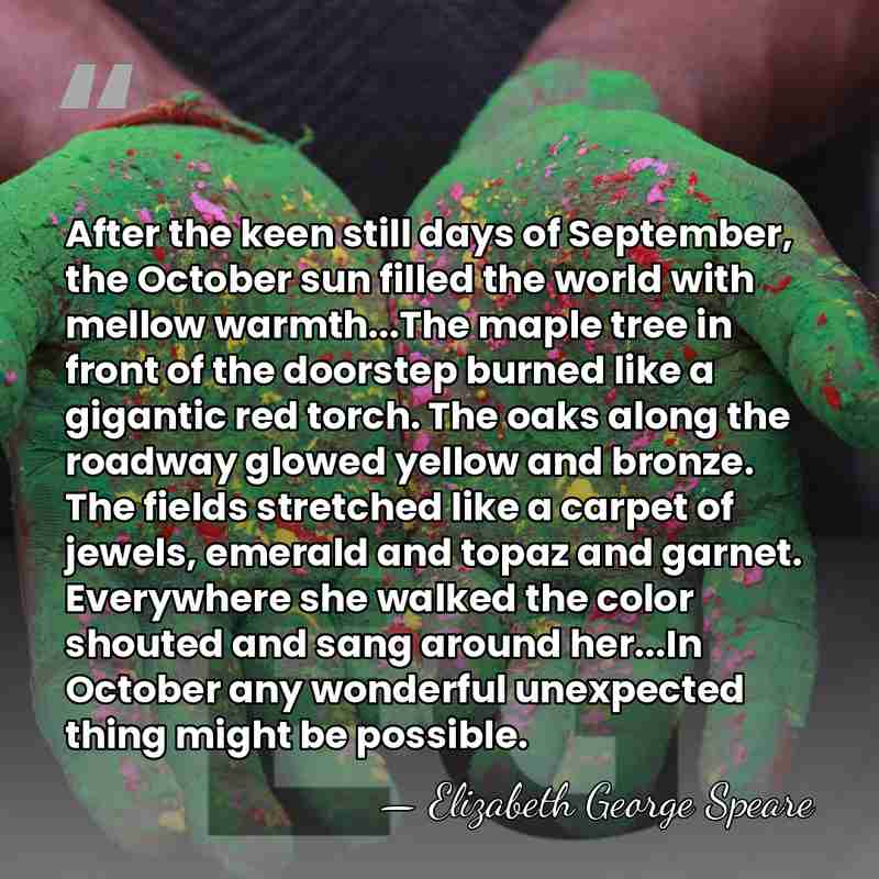 After the keen still days of September, the October sun filled the&hellip; - Elizabeth George Speare